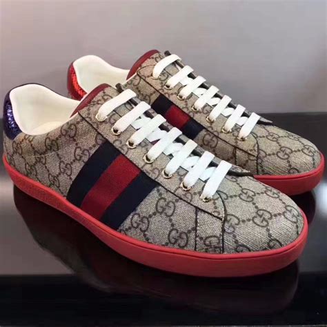 red bottom shoes gucci|gucci red canvas sneakers.